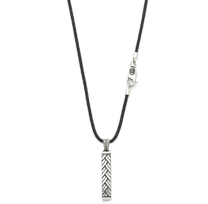 SILK NECKLACE LEATHER 179BLK 60CM