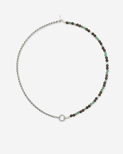BUDDHA TO BUDDHA SPIRIT BEAD STACKING KETTING AVENTURINE SMOKEY QUARTZ ZILVER 45 CM