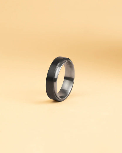 GEMENI TENDO ZILVEREN TWEEKLEURIGE TITANIUM RING