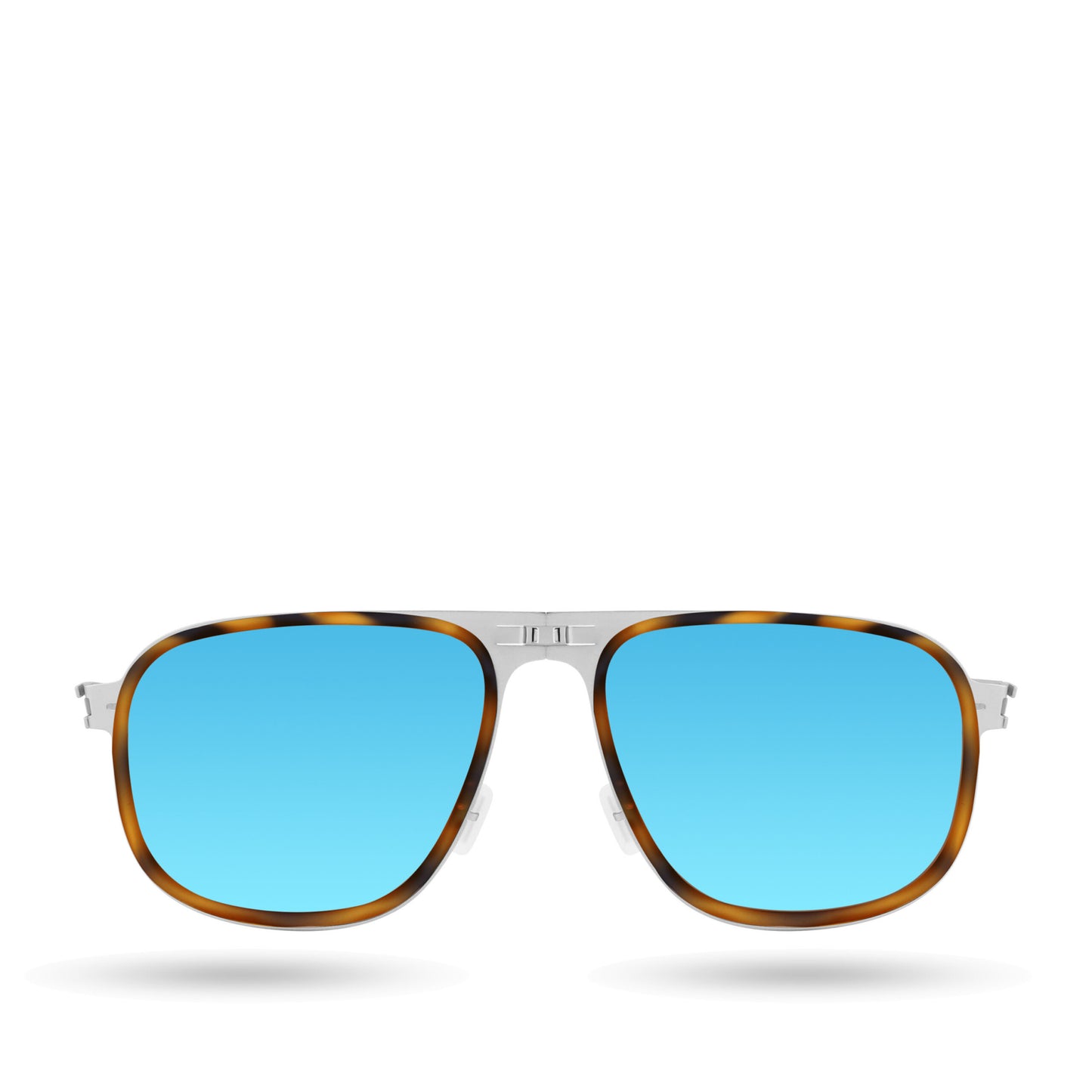 ROAV Boxer 8302- Brush Silver -  Demi Brown Inlay - Blue Mirror