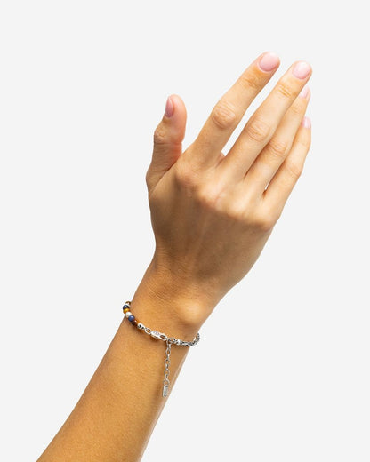 BUDDHA TO BUDDHA SPIRIT BEAD STACKING ARMBAND TIGER EYE SODALITE ZILVER