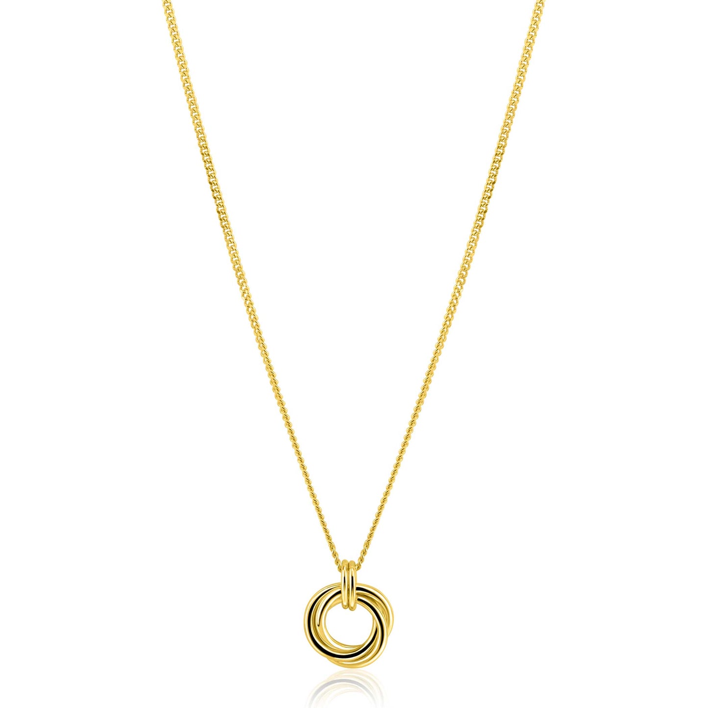 ZINZI gold plated zilveren collier 45cm knoop stijl
