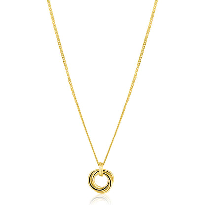 ZINZI gold plated zilveren collier 45cm knoop stijl