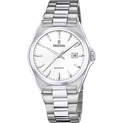 FESTINA CLASSICS HORLOGE F20552/2 WITTE STALEN BAND, HEREN
