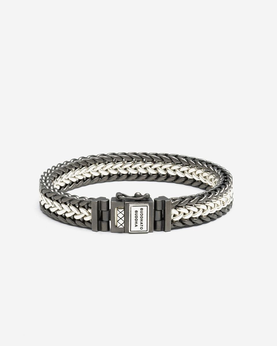 BUDDHA TO BUDDHA ARMBAND JULIUS BLACK RUTHENIUM DUOTONE ZILVER