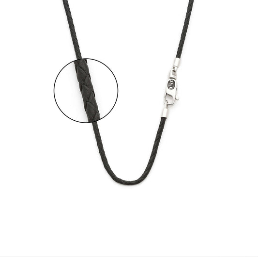 SILK 820BLK LEREN ZILVER KETTING