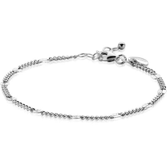 ZINZI zilveren gourmet schakelarmband met tien zonnestralen-plaatjes (3mm breed)