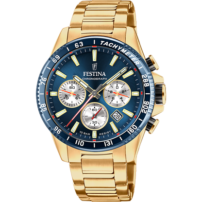 FESTINA HEREN HORLOGE BLAUW GOUDKLEURIG TIMLESS CHRONOGRAPH F20634/2