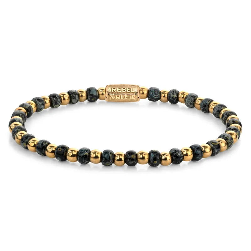 Rebel & Rose Armband Mix Glass Rocks Leopard Gold Plated