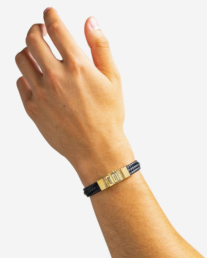 BUDDHA TO BUDDHA EDWIN SMALL ARMBAND LEER VERGULD ZWART