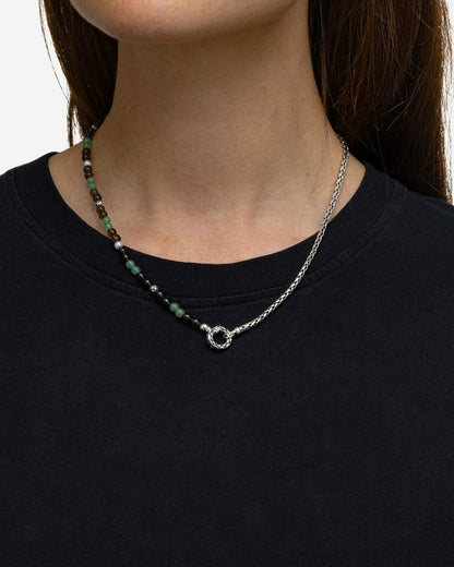BUDDHA TO BUDDHA SPIRIT BEAD STACKING KETTING AVENTURINE SMOKEY QUARTZ ZILVER 45 CM