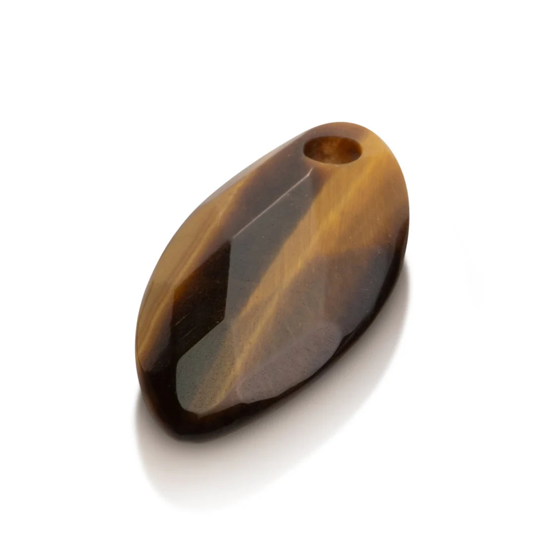 SPARKLING Pendant Gemstone Leaf Tiger Eye 28MM