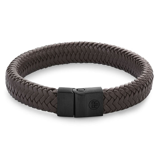 Rebel & Rose armband Full Metal Herringbone Brown Black