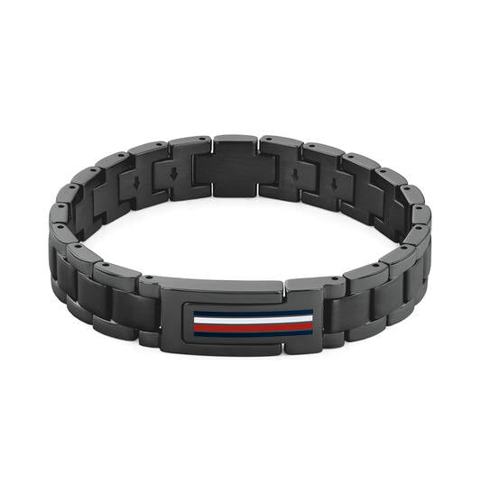 Tommy Hilfiger Roestvrijstalen zwarten schakelarmband 19 cm