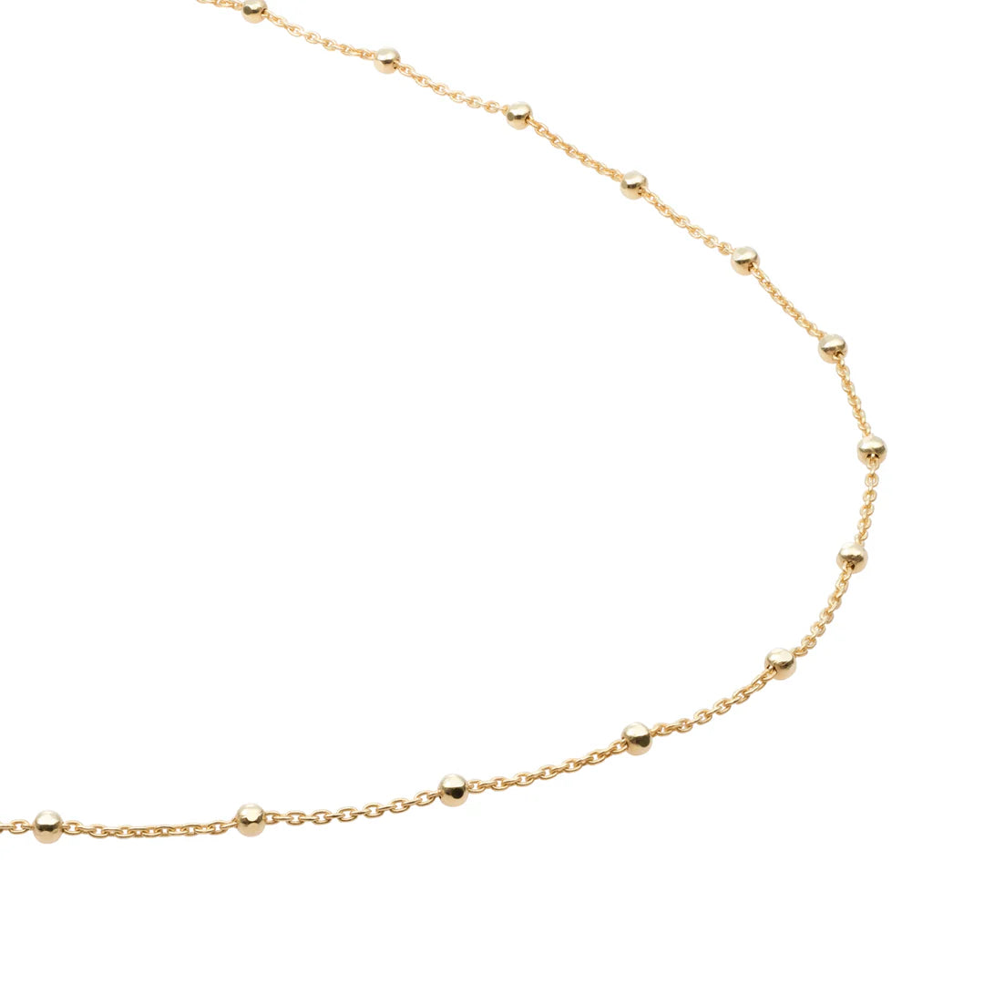 SPARKLING Necklace Faceted Ball Chain Gold Plated Silver 45CM