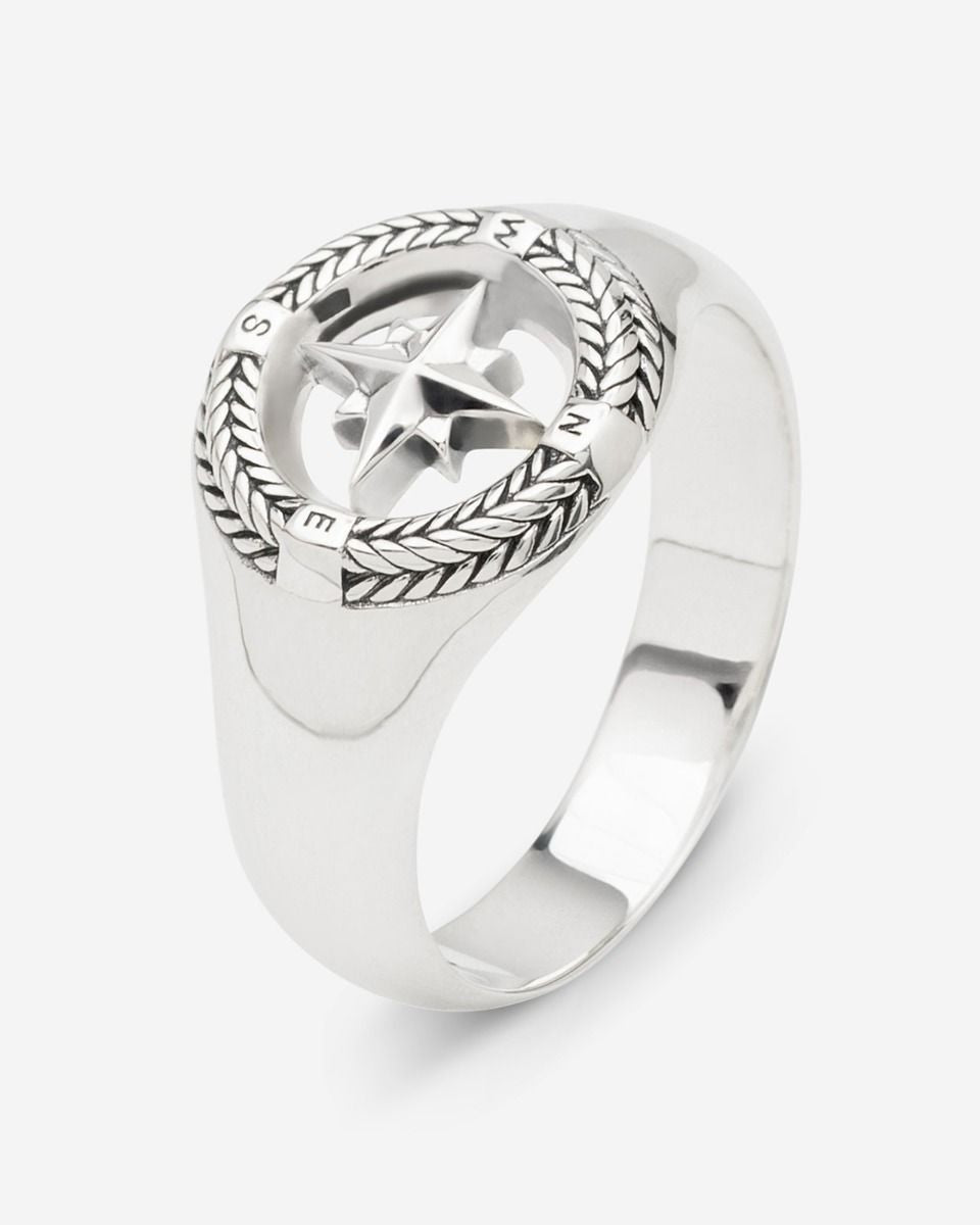 BUDDHA TO BUDDHA KOMPAS ZEGELRING ZILVER