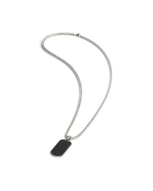 GEMENI ZILVEREN KETTING MET CARBON HANGER