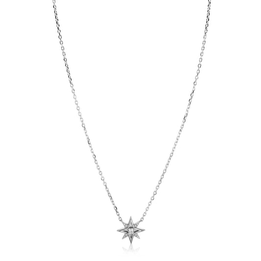 ZINZI zilveren ketting 45cm met chique ster bezet met witte zirkonia’s