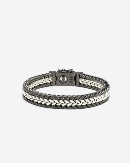 BUDDHA TO BUDDHA ARMBAND JULIUS BLACK RUTHENIUM DUOTONE ZILVER