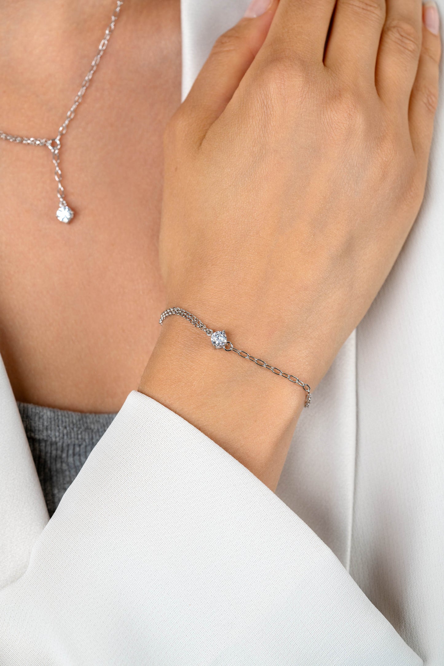 ZINZI ARMBAND 2 SOORTEN KETTING ZIRCONIA ZIA2660