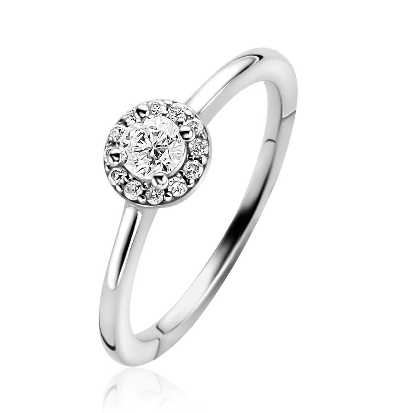 ZINZI zilveren entourage ring bezet met witte zirkonia's