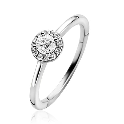 ZINZI zilveren entourage ring bezet met witte zirkonia's