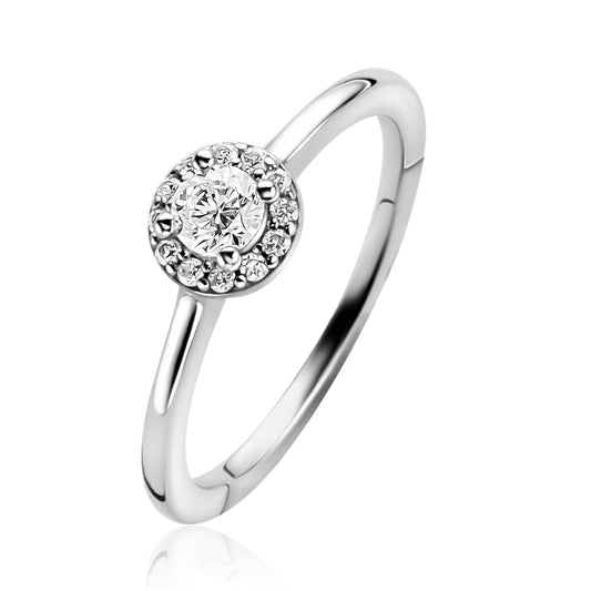 ZINZI zilveren entourage ring bezet met witte zirkonia's