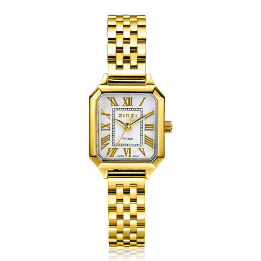 ZINZI Horloge 24MM Witte Wijzerplaat Verguld