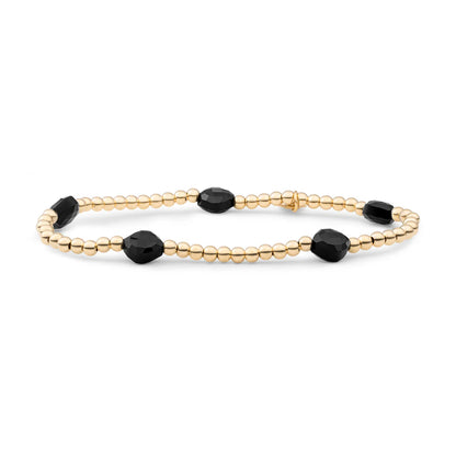 SPARKLING Bracelet Gold Onyx Cushion Cut Beads