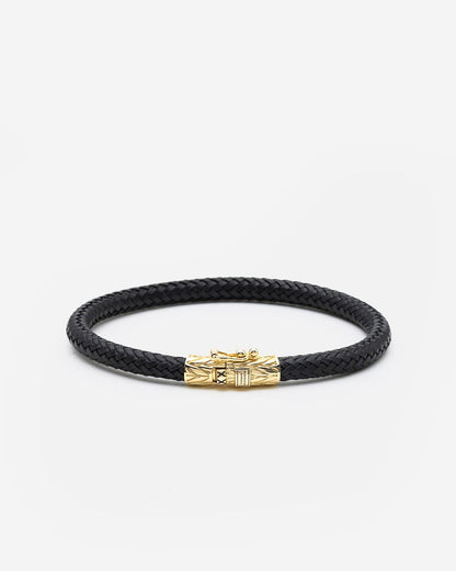 BUDDHA TO BUDDHA ELLEN ARMBAND LEER VERGULD ZWART