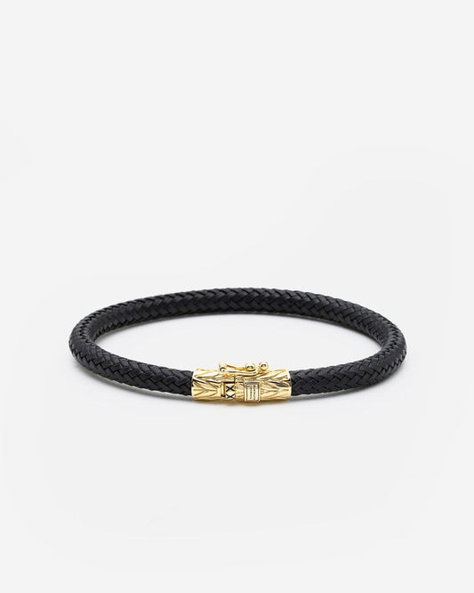 BUDDHA TO BUDDHA ELLEN ARMBAND LEER VERGULD ZWART