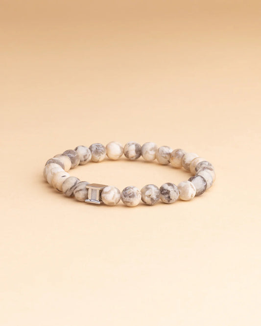 GEMINI Mat Dune 8mm bracelet with matte Feldspar stone