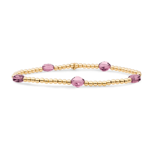 SPARKLING Bracelet Gold Purple Pink Quartz Cushion Cut Beads