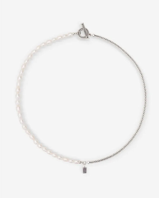 BUDDHA TO BUDDHA BARBARA PEARL NECKLACE SILVER 45CM