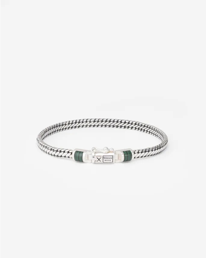 BUDDHA TO BUDDHA BEN MINI GEMSTONE BRACELET SILVER MALACHITE