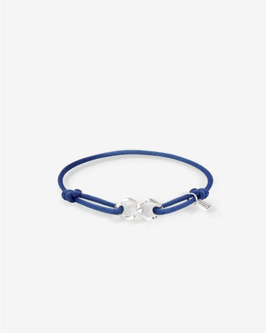 BUDDHA TO BUDDHA CHAIN XS CORD ARMBAND ZILVER/BLAUW