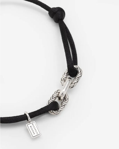 BUDDHA TO BUDDHA KATJA CORD ARMBAND ZILVER/BLACK