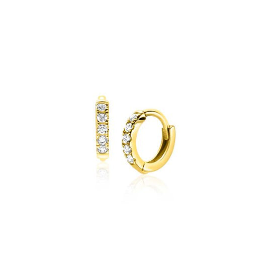 ZINZI GOLD 14KT KLAPCREOLEN MET ZIRCONIA 8.5X1.6MM ZGO467