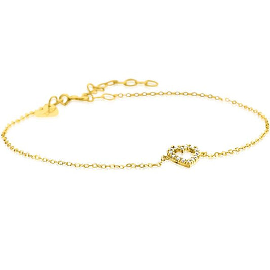 ZINZI GOLD 14KT ARMBAND MET OPEN HARTJE ZIRCONIA’S ZGA450