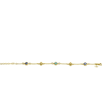 ZINZI ARMBAND GOLD PLATED KLAVER BLAUW/GROEN