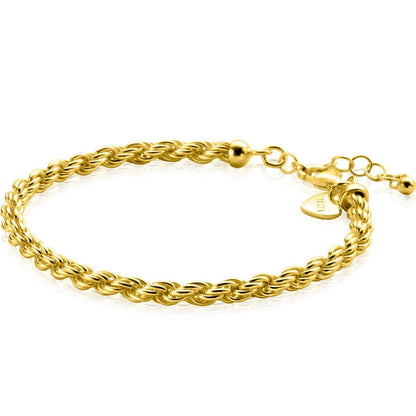 ZINZI ARMBAND GOLD PLATED KOORD 4MM