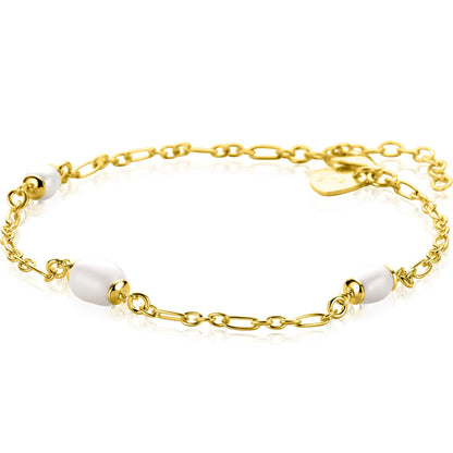 ZINZI ARMBAND GOLD PLATED MET ZOETWATER PARELS