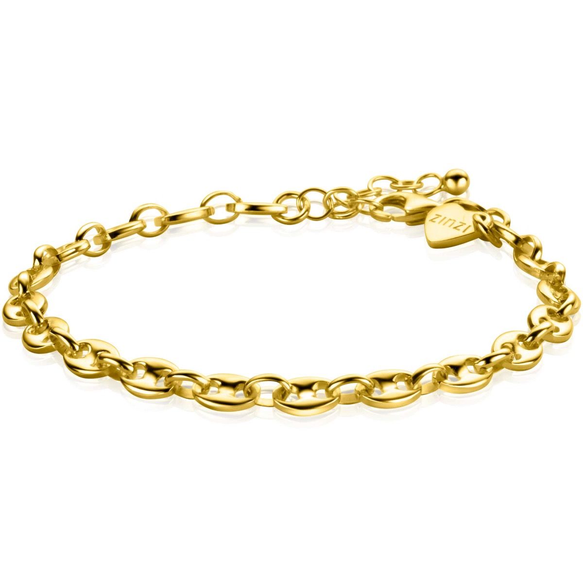 ZINZI ARMBAND GOLD PLATED KOFFIEBOON SCHAKEL 5MM