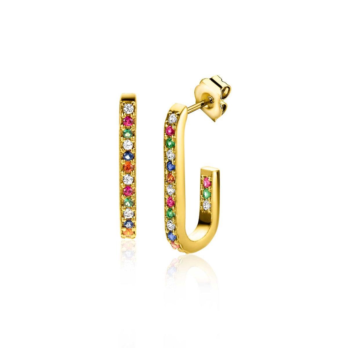 ZINZI OORSTEKER GOLDPLATED REGENBOOG