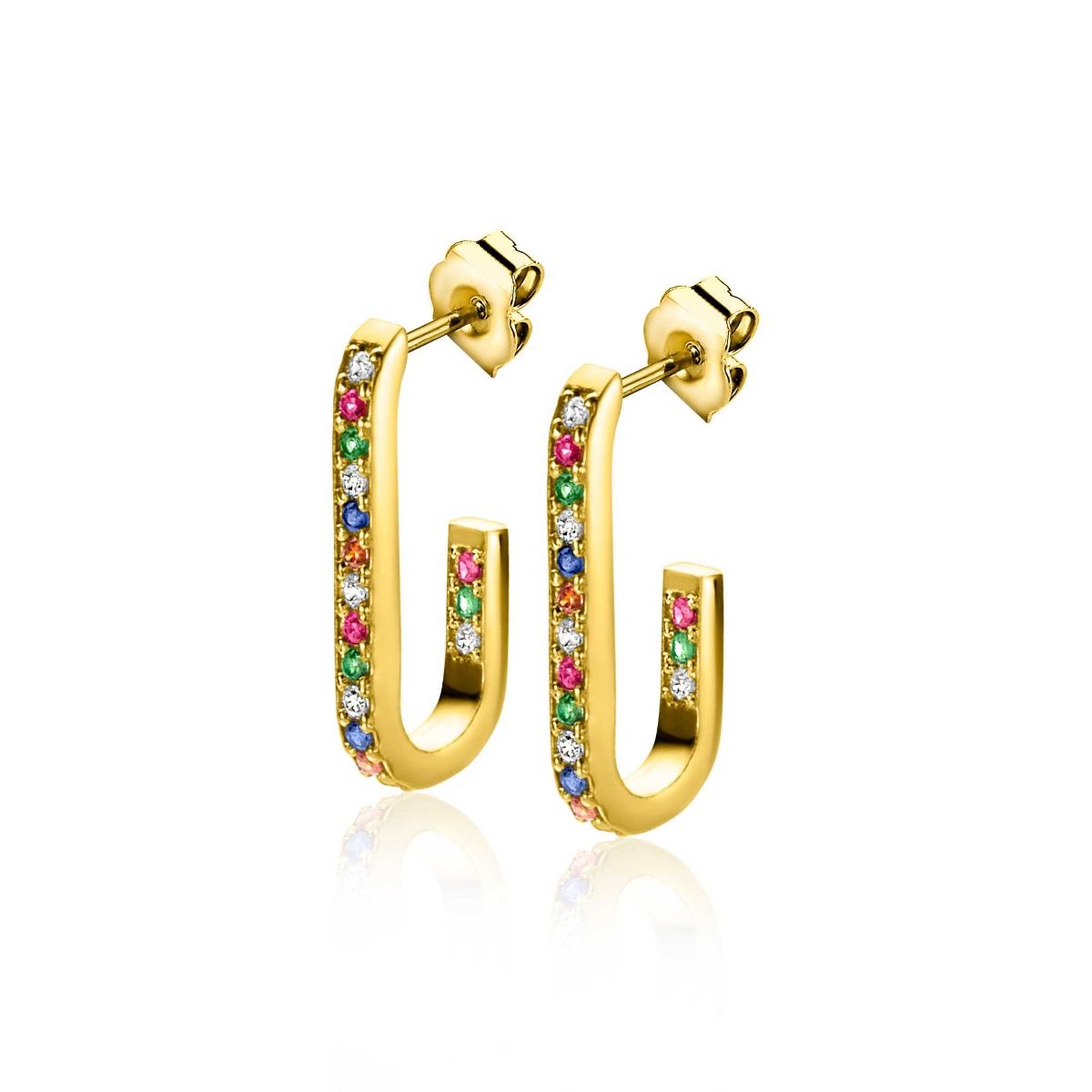 ZINZI OORSTEKER GOLDPLATED REGENBOOG