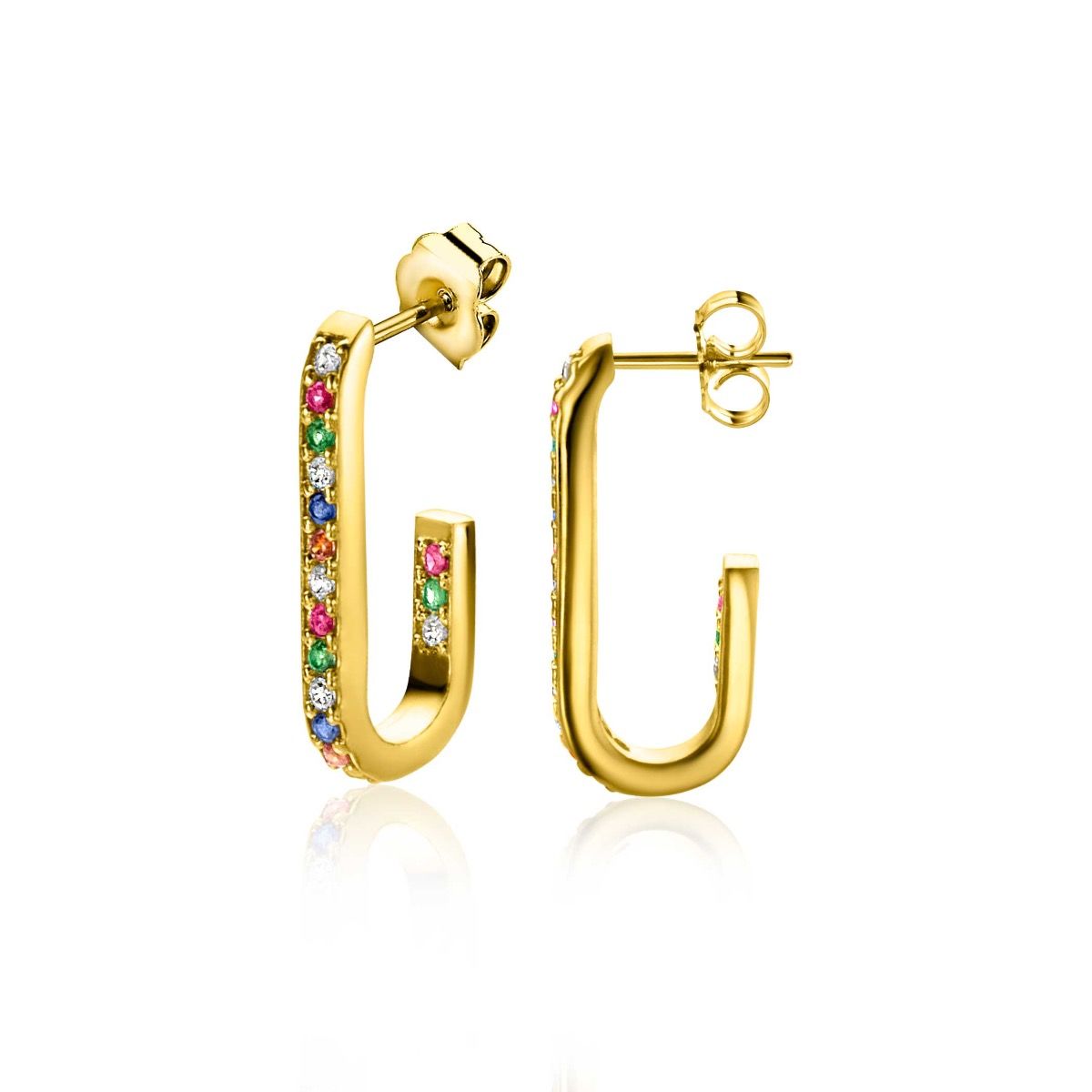 ZINZI OORSTEKER GOLDPLATED REGENBOOG