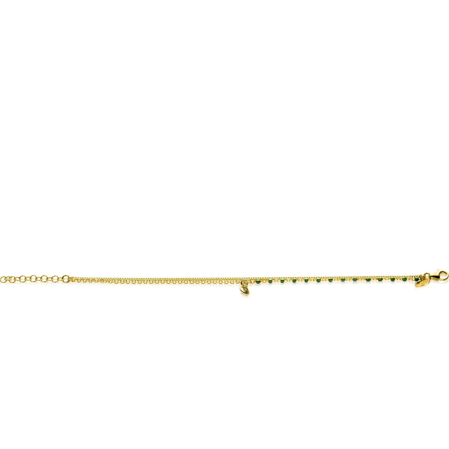 ZINZI ARMBAND GOLD PLATED GROENE BOLLETJES