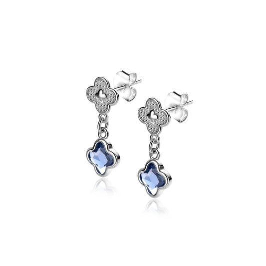 ZINZI OOSTEKERS BLOEMVORM BLAUW ZIRCONIA