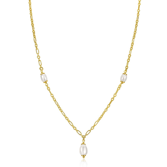 ZINZI COLLIER GOLD PLATED MET ZOETWATER PARELS