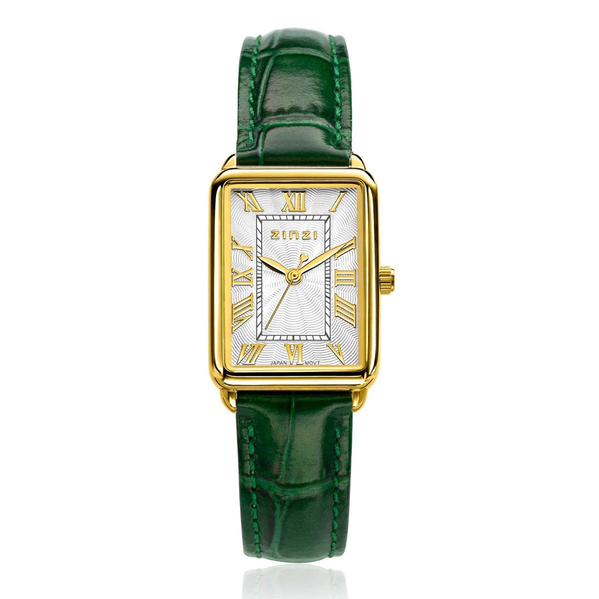 ZINZI HORLOGE GOUD 28MM WITTE GROENE BAND ZIW1907G